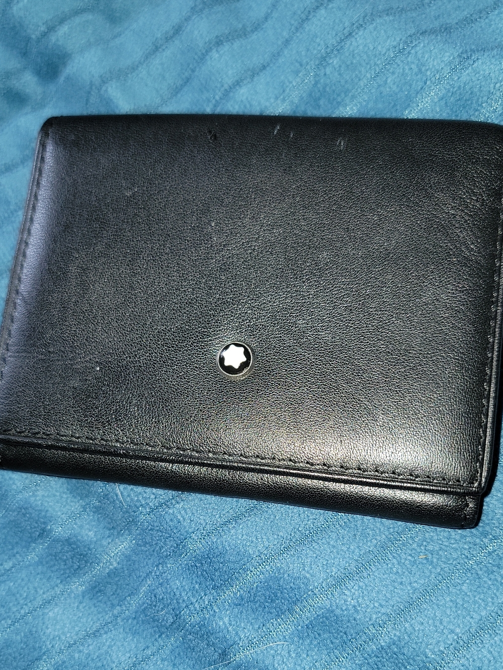 Montblanc Black Leather Bifold Wallet with White Star Emblem